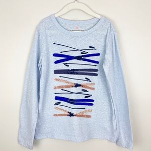 Crewcuts - Medium Girls Light Blue Skis Long Sleeve Top